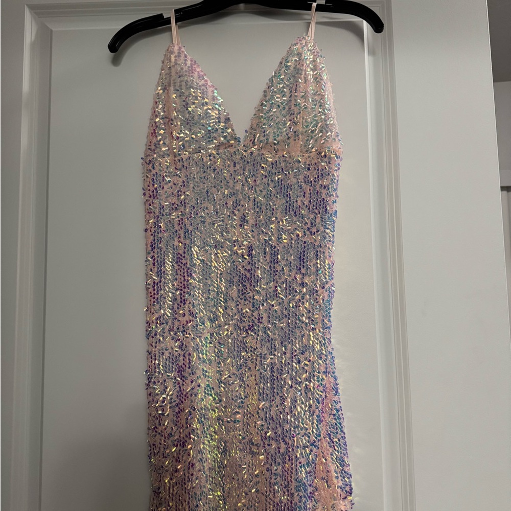 Fashion Nova Pink Iridescent Sequin Dress